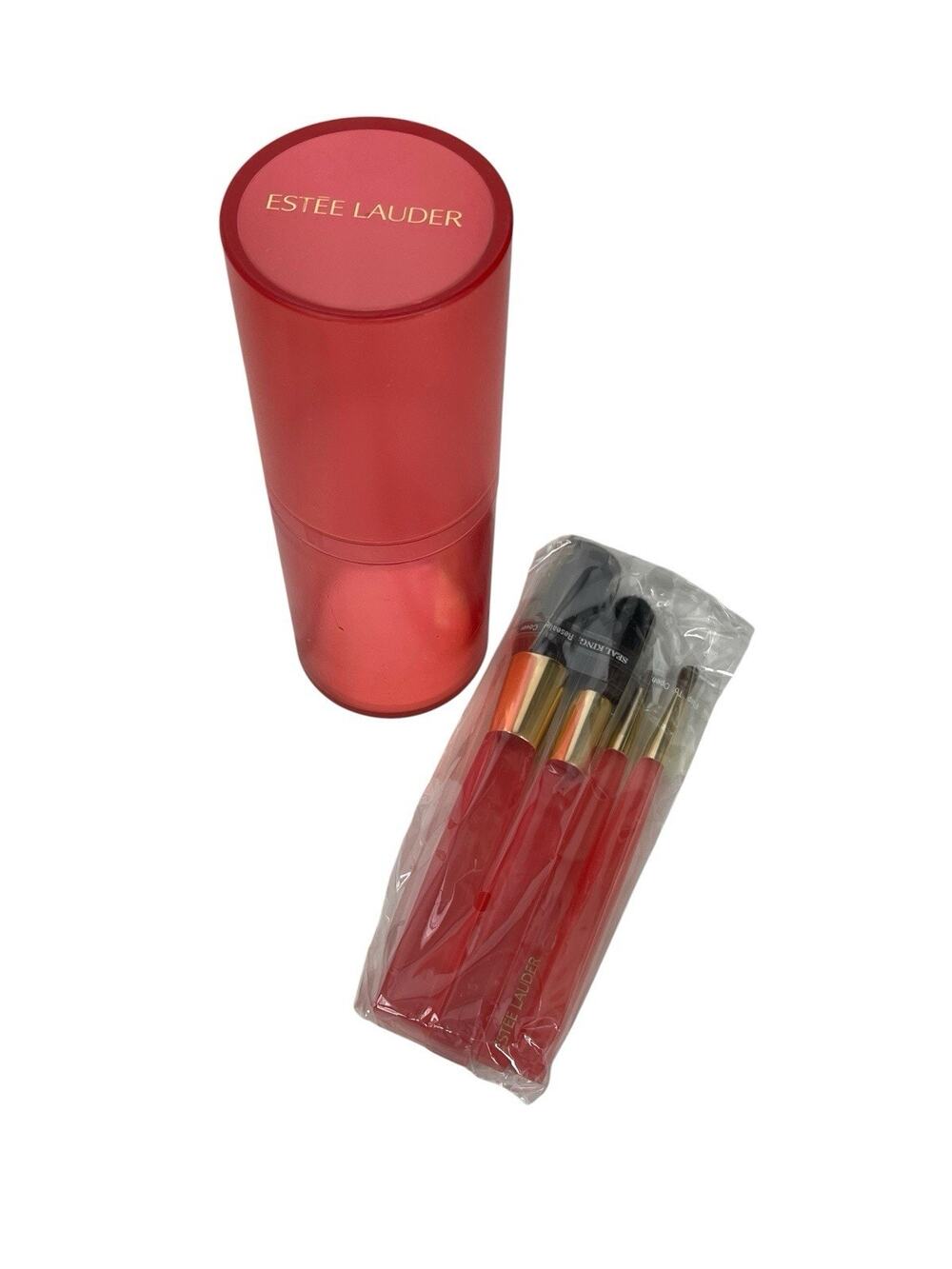 New Estée Lauder Cosmetic Makeup Brush Set Case 4 Brushes